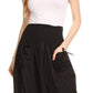 Sakkas Coco Long Cotton Ruffle Skirt with Pockets and Elastic Waistband