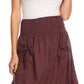 Sakkas Coco Long Cotton Ruffle Skirt with Pockets and Elastic Waistband