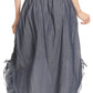 Sakkas Coco Long Cotton Ruffle Skirt with Pockets and Elastic Waistband
