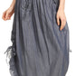 Sakkas Coco Long Cotton Ruffle Skirt with Pockets and Elastic Waistband