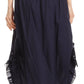 Sakkas Coco Long Cotton Ruffle Skirt with Pockets and Elastic Waistband