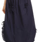 Sakkas Coco Long Cotton Ruffle Skirt with Pockets and Elastic Waistband
