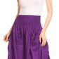 Sakkas Coco Long Cotton Ruffle Skirt with Pockets and Elastic Waistband