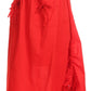 Sakkas Coco Long Cotton Ruffle Skirt with Pockets and Elastic Waistband