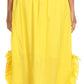 Sakkas Coco Long Cotton Ruffle Skirt with Pockets and Elastic Waistband