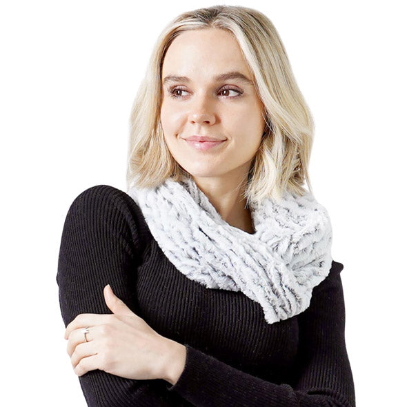 Two Tone Fuzzy Fur Infinity Scarf