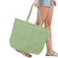 Women's Solid Crochet Straw Tote Bag / Beach