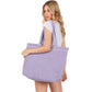 Women's Solid Crochet Straw Tote Bag / Beach