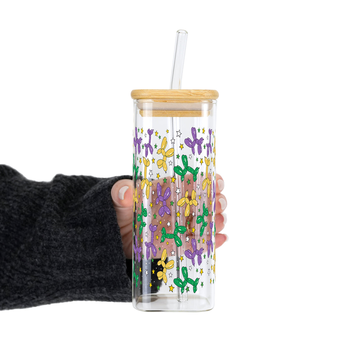 Balloon Dog Mardi Gras Glass Cups