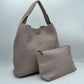Woven Slouchy Shoulder Bag with Matching Zipper Pouch Set