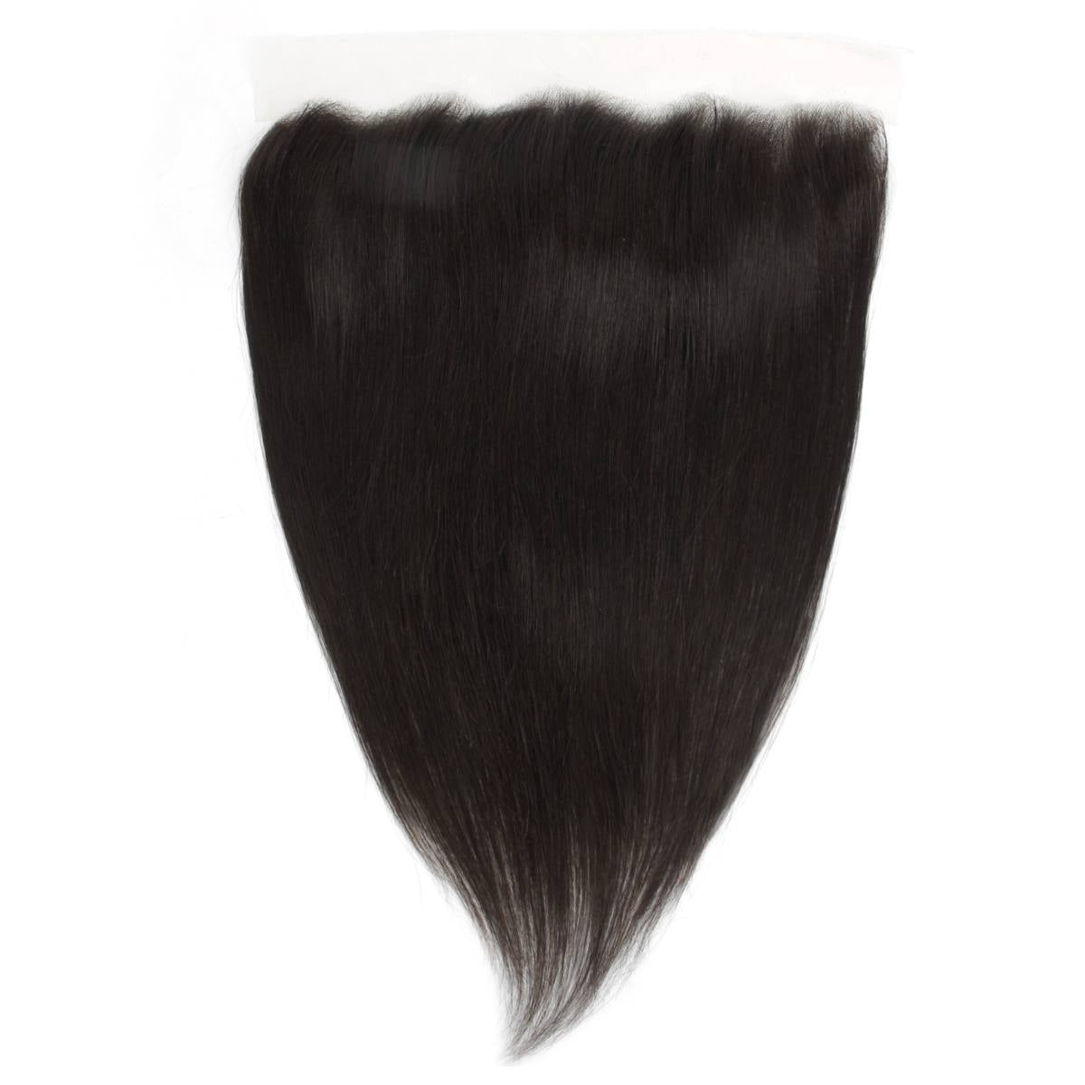 Frontal de cabello humano liso brasileño de 13x4 con encaje transparente