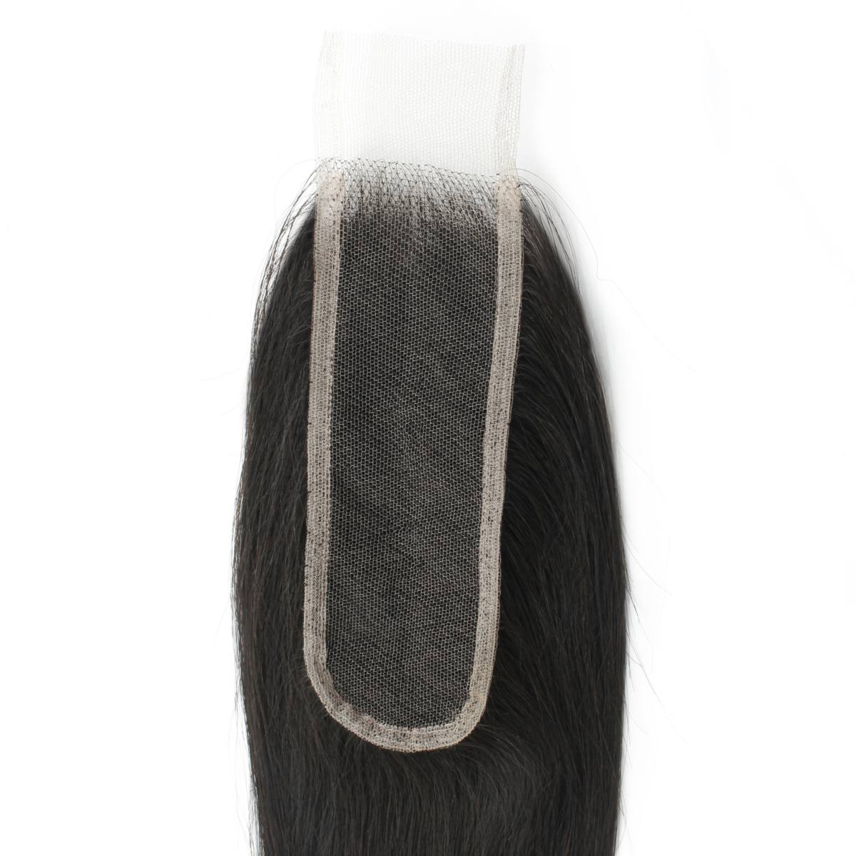Cierre de cabello humano de encaje transparente 2x6 liso sedoso brasileño