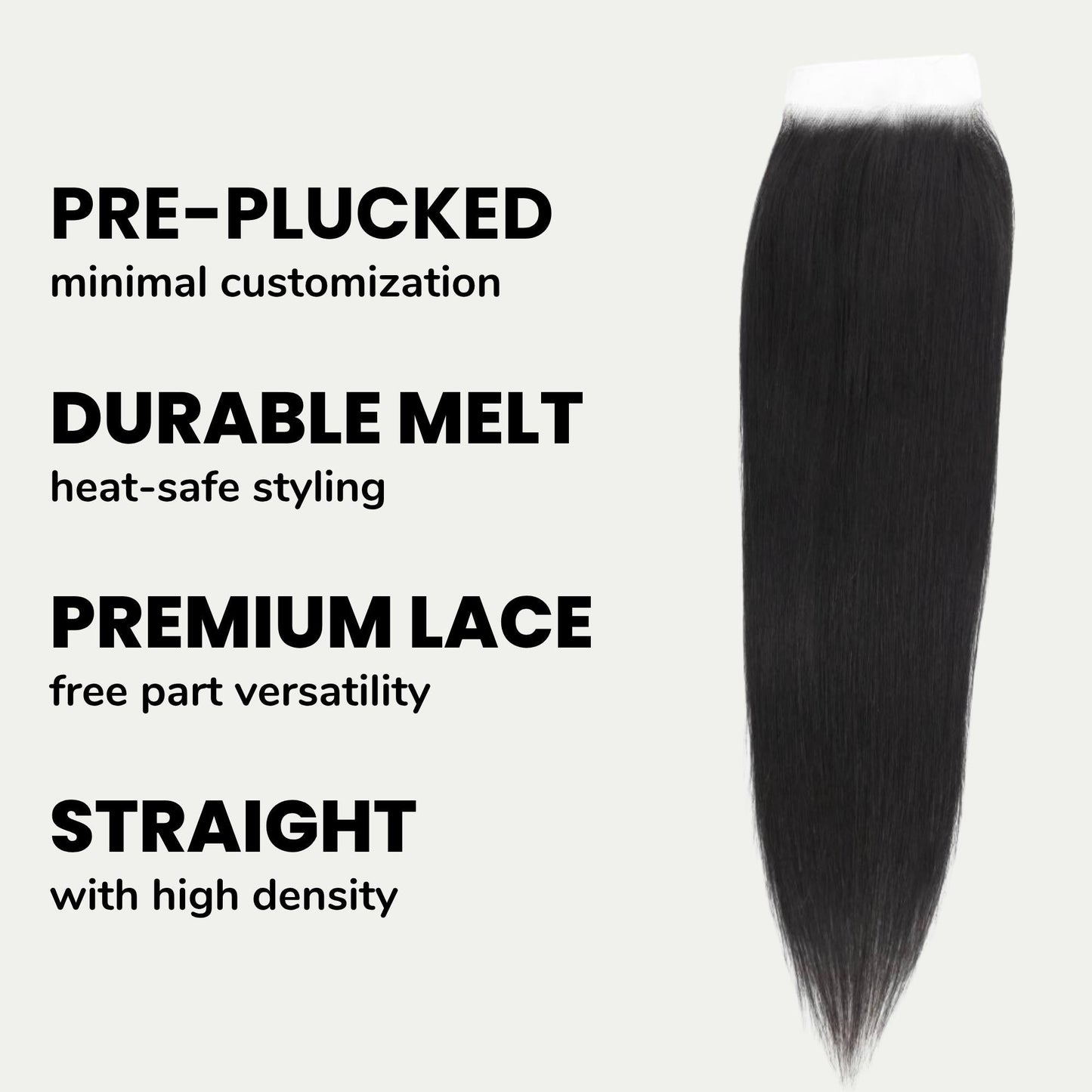 Cierre de cabello humano liso 5x5 HD Lace