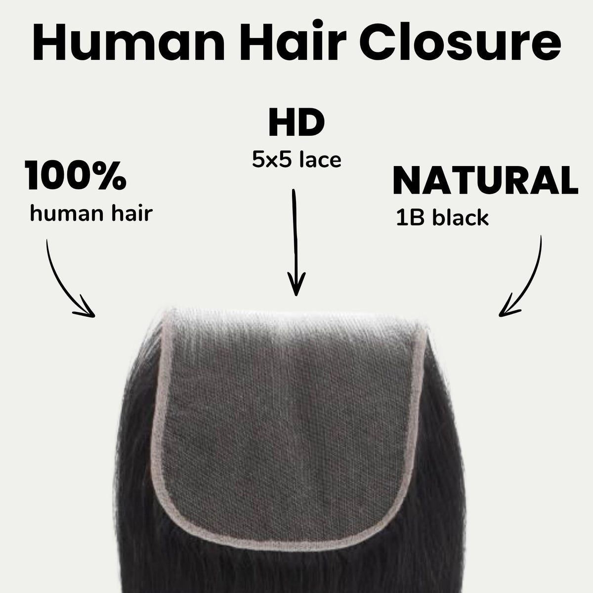 Cierre de cabello humano liso 5x5 HD Lace