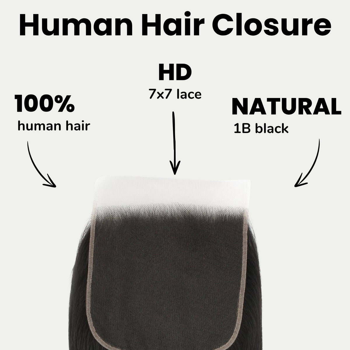 Cierre de cabello humano de encaje HD liso 7x7