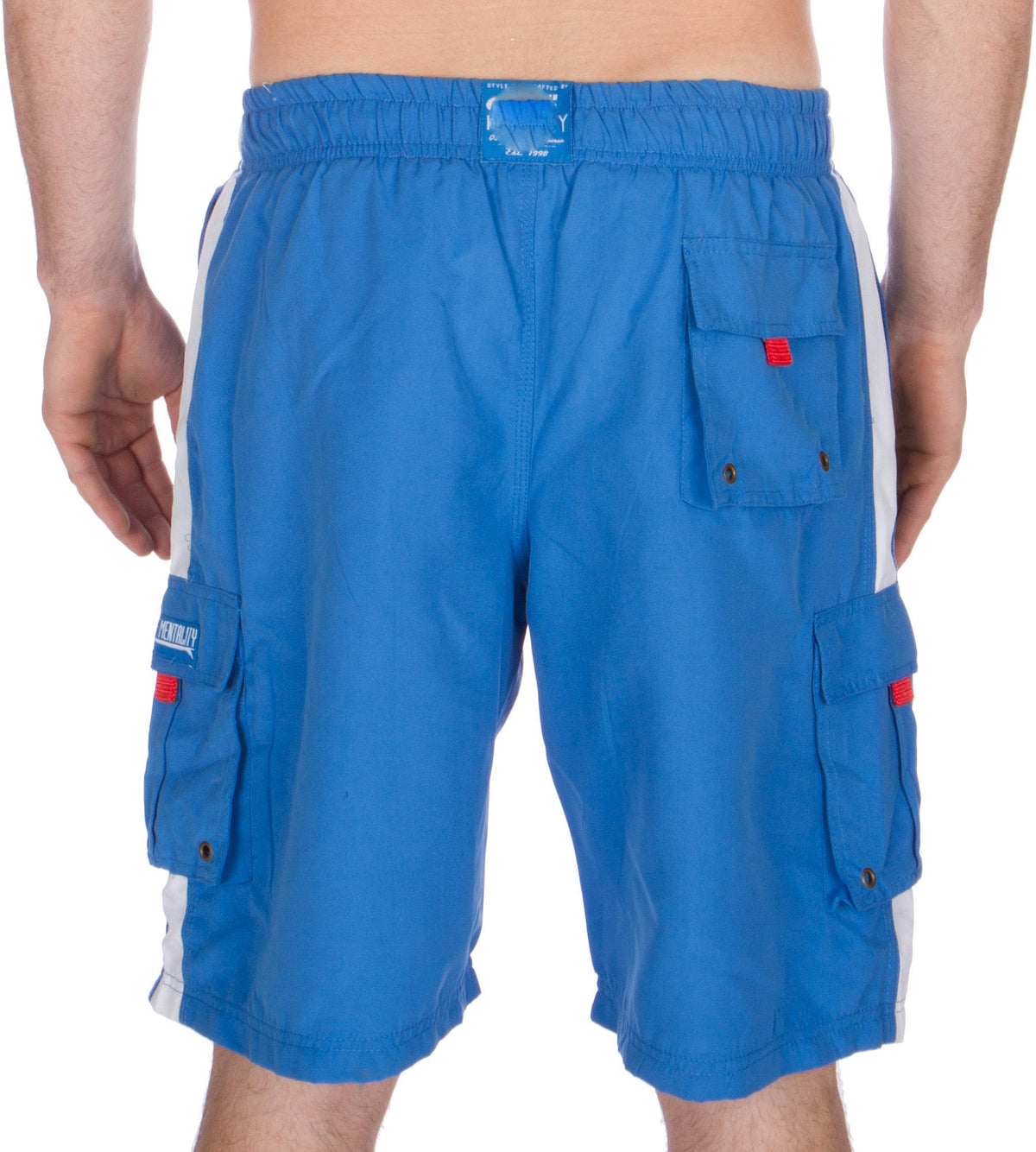Men's Contrast Striped Solid Color Swim Trunks for Surfing and Skating by Sakkas
