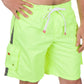 Men's Contrast Striped Solid Color Swim Trunks for Surfing and Skating by Sakkas