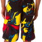 Sakkas Mens Multi Color Wave Design Skate Surf Board Short / Swim Trunks