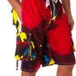 Sakkas Mens Multi Color Wave Design Skate Surf Board Short / Swim Trunks