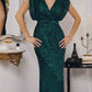 Amoris T101 Greek Style Long Sequin V-Neckline Gown
