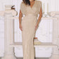 Amoris T101 Greek Style Long Sequin V-Neckline Gown