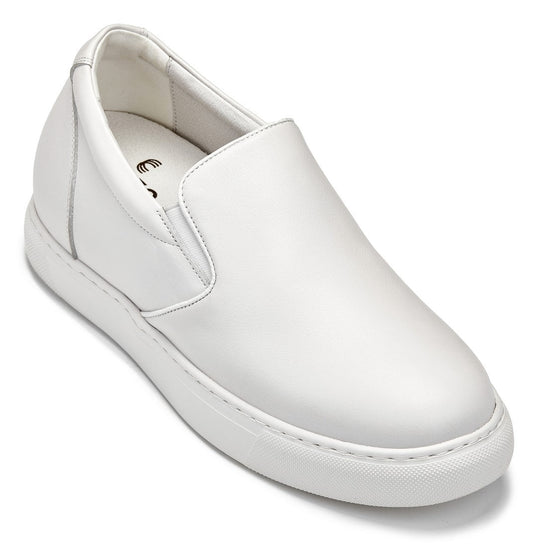 CALTO - T1022 - 2,6 pulgadas más alto (blanco) - Mocasín ligero de piel napa