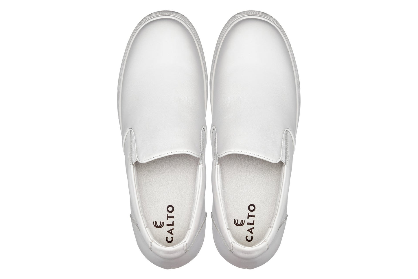 CALTO - T1022 - 2.6 Inches Taller (White) - Lightweight Nappa Leather Loafer