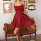 Amoris T103 Short A-Line Glitter Satin Scoop Neckline Dress