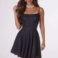 Amoris T103 Short A-Line Glitter Satin Scoop Neckline Dress