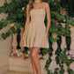 Amoris T103 Short A-Line Glitter Satin Scoop Neckline Dress