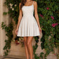 Amoris T103W Short A-Line Glitter Satin Off White Dress