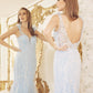 Nox Anabel T1208 Long Mermaid Gown with Feather Straps