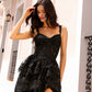 Vestido de Noche en A Anabel T1335 con Falda Escalonada y Aplicaciones de Encaje, Escote Corazón