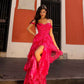 Vestido de Noche en A Anabel T1335 con Falda Escalonada y Aplicaciones de Encaje, Escote Corazón