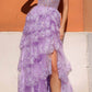 Vestido de Noche en A Anabel T1335 con Falda Escalonada y Aplicaciones de Encaje, Escote Corazón