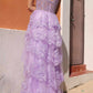 Vestido de Noche en A Anabel T1335 con Falda Escalonada y Aplicaciones de Encaje, Escote Corazón