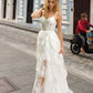 Vestido de Noche en A Anabel T1335 con Falda Escalonada y Aplicaciones de Encaje, Escote Corazón