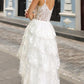 Vestido de Noche en A Anabel T1335 con Falda Escalonada y Aplicaciones de Encaje, Escote Corazón
