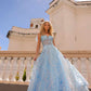 Vestido de gala corsé largo de línea A con purpurina y apliques de lentejuelas Nox Anabel T1336