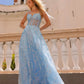 Vestido de gala corsé largo de línea A con purpurina y apliques de lentejuelas Nox Anabel T1336
