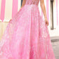 Vestido de gala corsé largo de línea A con purpurina y apliques de lentejuelas Nox Anabel T1336