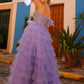 Nox Anabel T1338 Long Ruffled Tiered Skirt A-Line Ball Gown Arm Cuffs