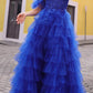 Nox Anabel T1338 Long Ruffled Tiered Skirt A-Line Ball Gown Arm Cuffs
