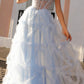 Nox Anabel T1340 Long Ruffled Skirt Boned Bustier Ribbon Strap A-Line Gown