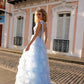 Nox Anabel T1340 Long Ruffled Skirt Boned Bustier Ribbon Strap A-Line Gown
