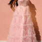 Nox Anabel T1340 Long Ruffled Skirt Boned Bustier Ribbon Strap A-Line Gown
