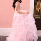 Nox Anabel T1340 Long Ruffled Skirt Boned Bustier Ribbon Strap A-Line Gown