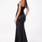 Astee T2001 Fitted Long V-Neckline Halter Top Evening Gown