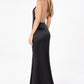 Vestido de satén de corte sirena con corpiño halter retorcido y entallado Astee T2005
