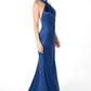 Vestido de satén de corte sirena con corpiño halter retorcido y entallado Astee T2005